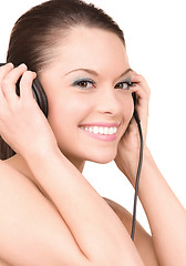 Image showing happy woman in headphones