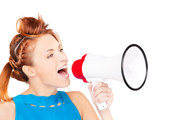 Image showing woman with megaphone