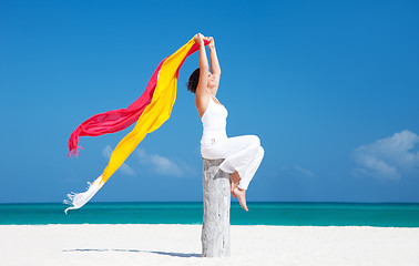 Image showing happy woman on the beach