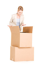 Image showing businesswoman with boxes