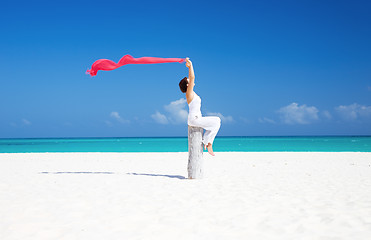 Image showing happy woman on the beach