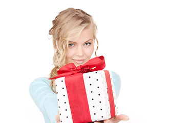 Image showing happy girl with gift box