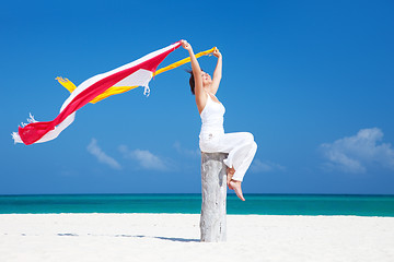 Image showing happy woman on the beach