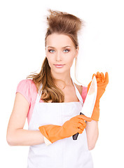 Image showing housewife with big knife