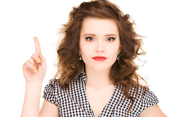 Image showing teenage girl with her finger up