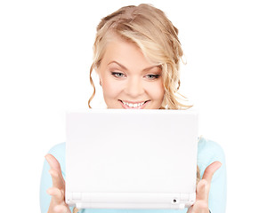 Image showing happy woman with laptop computer