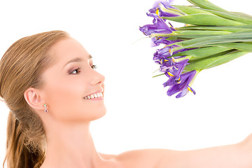 Image showing happy girl with flowers