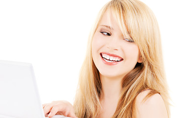 Image showing teenage girl with laptop computer