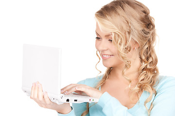 Image showing happy woman with laptop computer