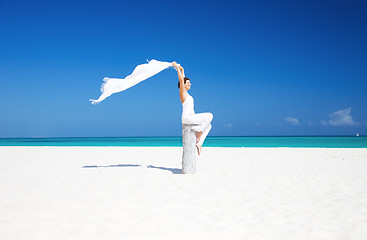 Image showing happy woman on the beach