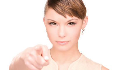 Image showing woman pointing her finger