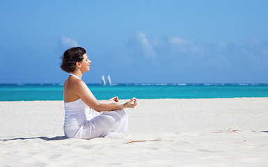 Image showing meditation on the beach