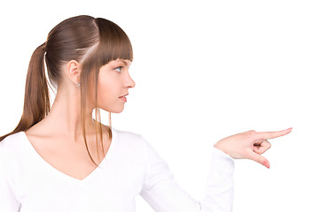 Image showing businesswoman pointing her finger