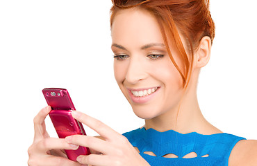 Image showing happy woman with cell phone