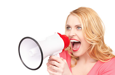 Image showing woman with megaphone