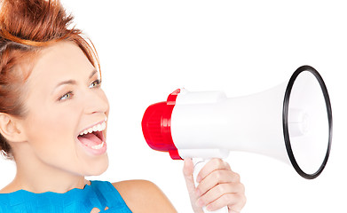 Image showing woman with megaphone