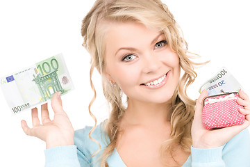 Image showing lovely woman with purse and money