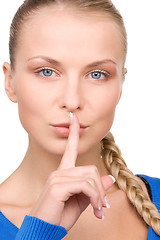 Image showing finger on lips