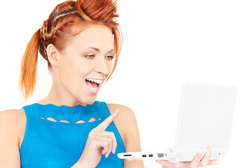 Image showing happy woman with laptop computer