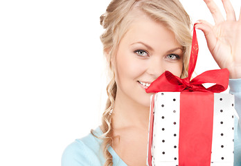 Image showing happy girl with gift box