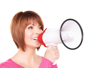 Image showing woman with megaphone