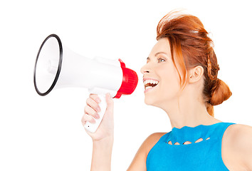 Image showing woman with megaphone