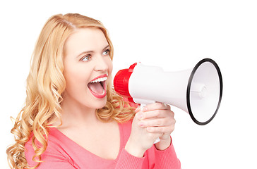 Image showing woman with megaphone