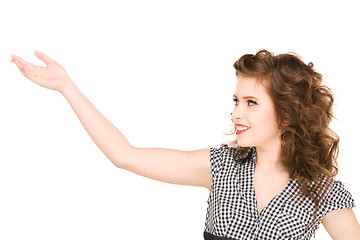 Image showing woman pointing her finger