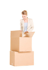 Image showing businesswoman with boxes