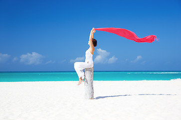 Image showing happy woman on the beach