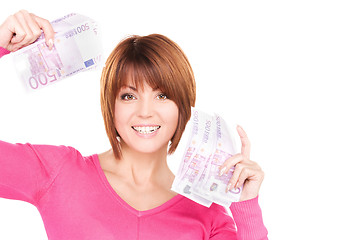 Image showing happy woman with money