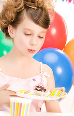 Image showing party girl with cake