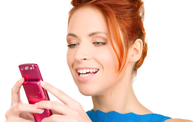 Image showing happy woman with cell phone