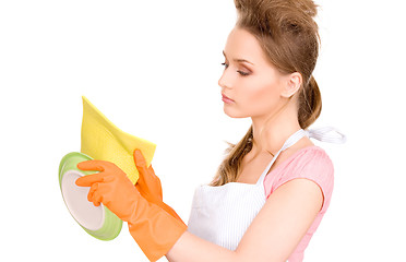 Image showing housewife washing dish