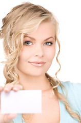 Image showing happy girl with business card