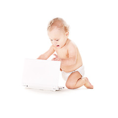 Image showing baby boy with laptop computer