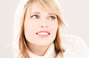 Image showing lovely teenage girl in hoodie