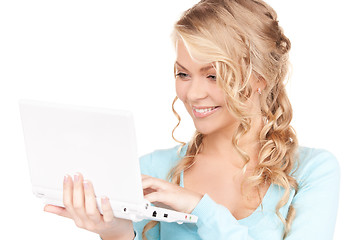 Image showing happy woman with laptop computer