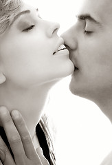 Image showing monochrome gentle kiss