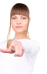 Image showing businesswoman pointing her finger