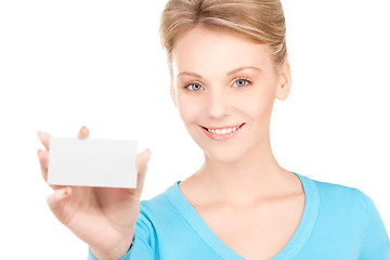 Image showing happy girl with business card