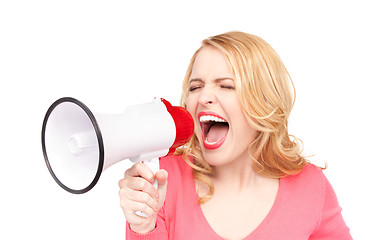 Image showing woman with megaphone