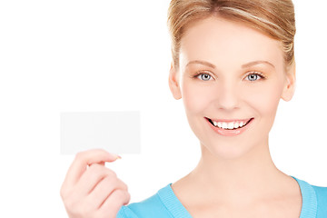 Image showing happy girl with business card