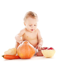 Image showing baby boy with vegetables