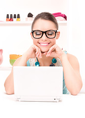 Image showing lovely woman laptop computer