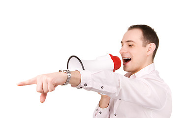 Image showing businessman with megaphone