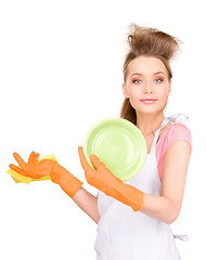 Image showing housewife washing dish