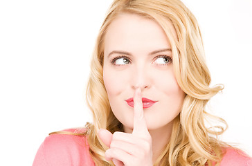 Image showing finger on lips