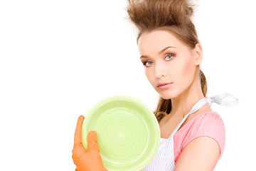 Image showing housewife washing dish