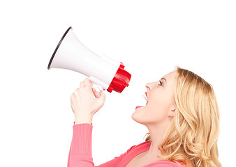 Image showing woman with megaphone